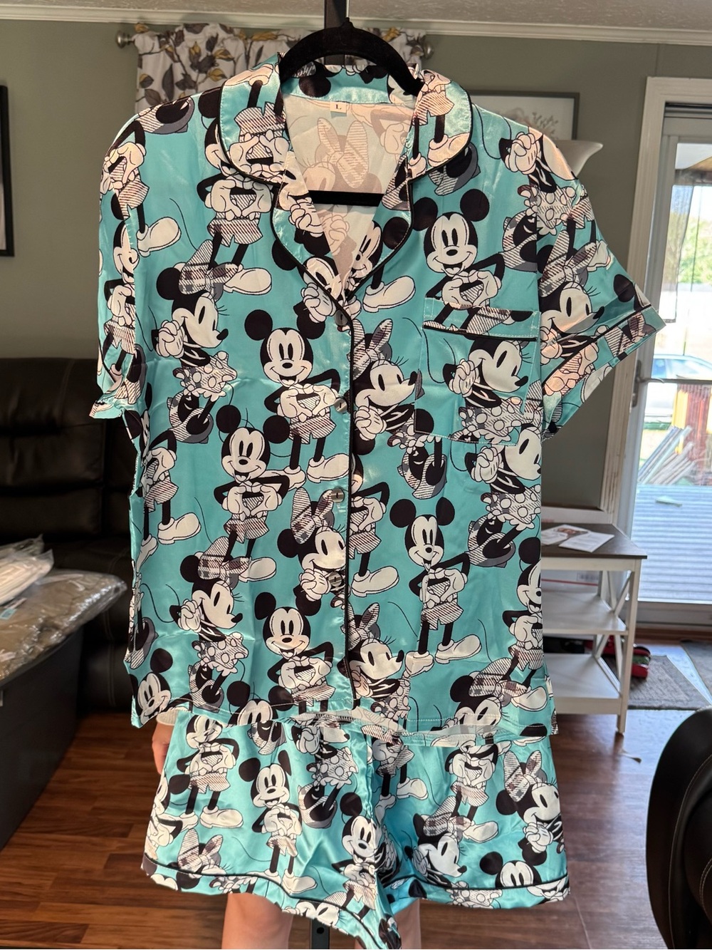 Disney Mickey Mouse Woman’s ' Light Blue Short Pajama Set